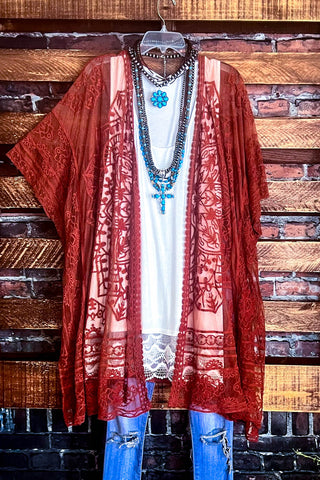 A FABULOUS HEART LACE SAGE DUSTER CARDIGAN KIMONO