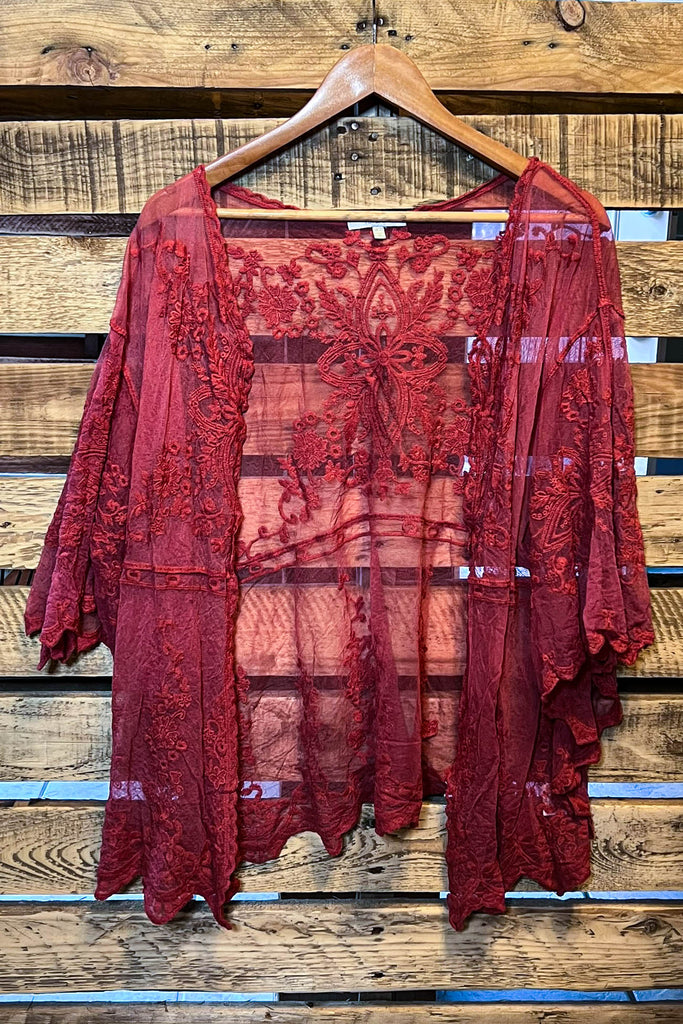 6- 16 Size Lace Kimono Duster In Burnt Rust -----------Sale