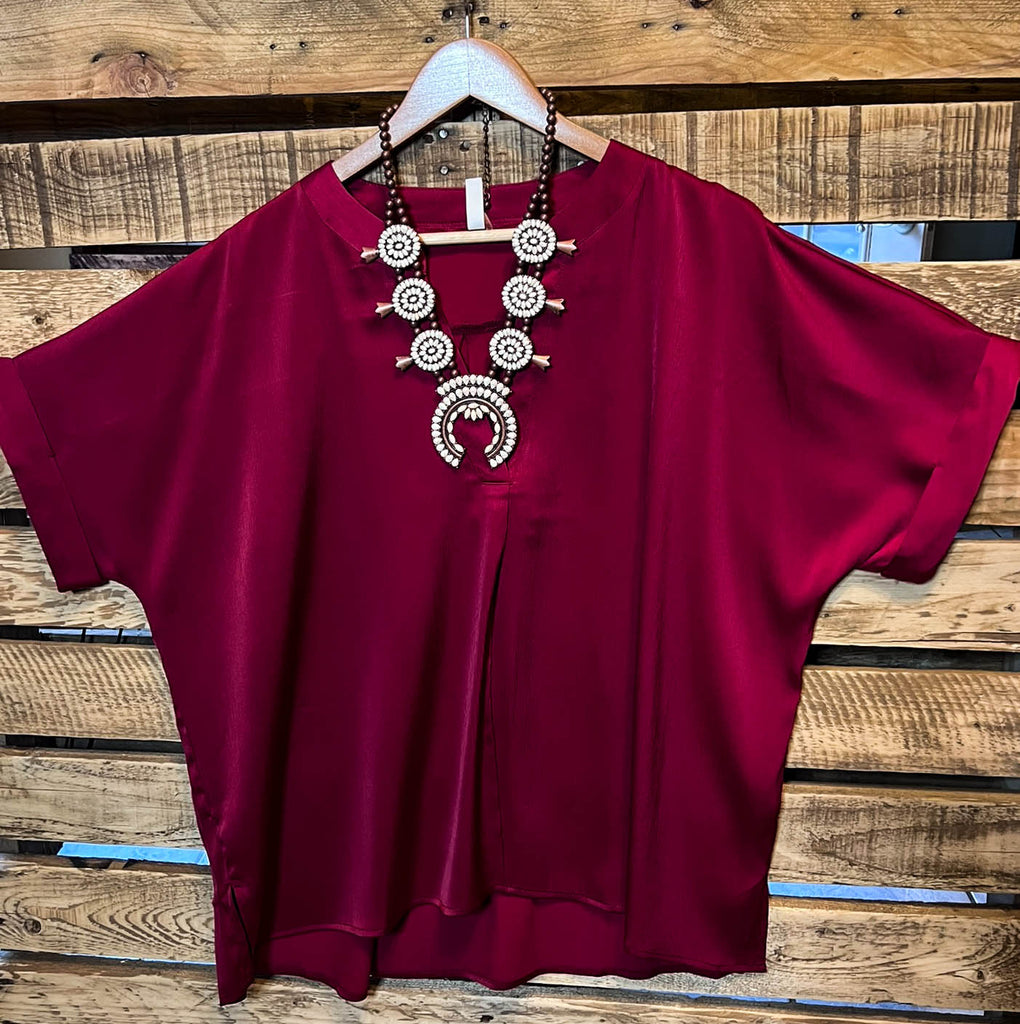 14 - 24 Size - Burgundy Satin Top ------Sale