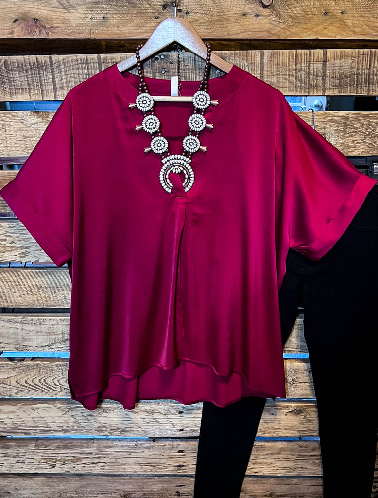 14 - 24 Size - Burgundy Satin Top ------Sale
