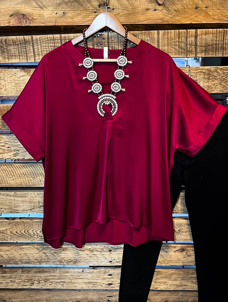 14 - 24 Size - Burgundy Satin Top ------Sale