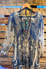 RADIANT CHARM ROYAL BLUE & BEIGE LACE DRESS