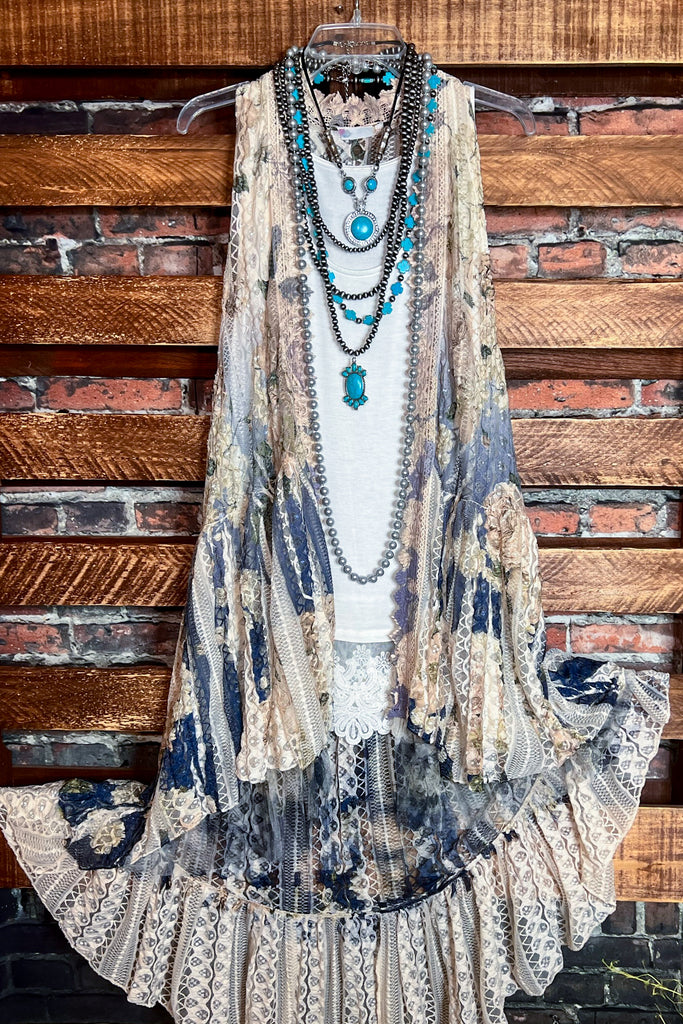 BE THE INSPIRATION PRETTY FLORAL LACE DUSTER VEST