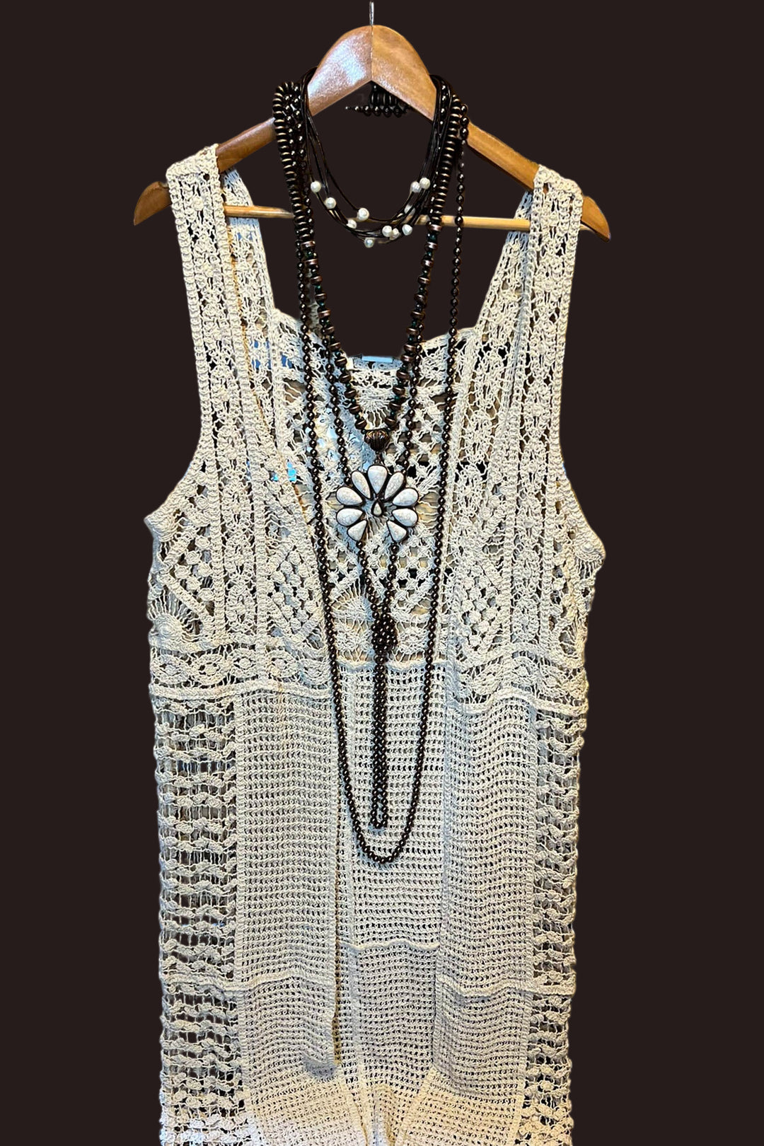 You Inspire My Heart Bohemian Crochet Vest Beige Natural