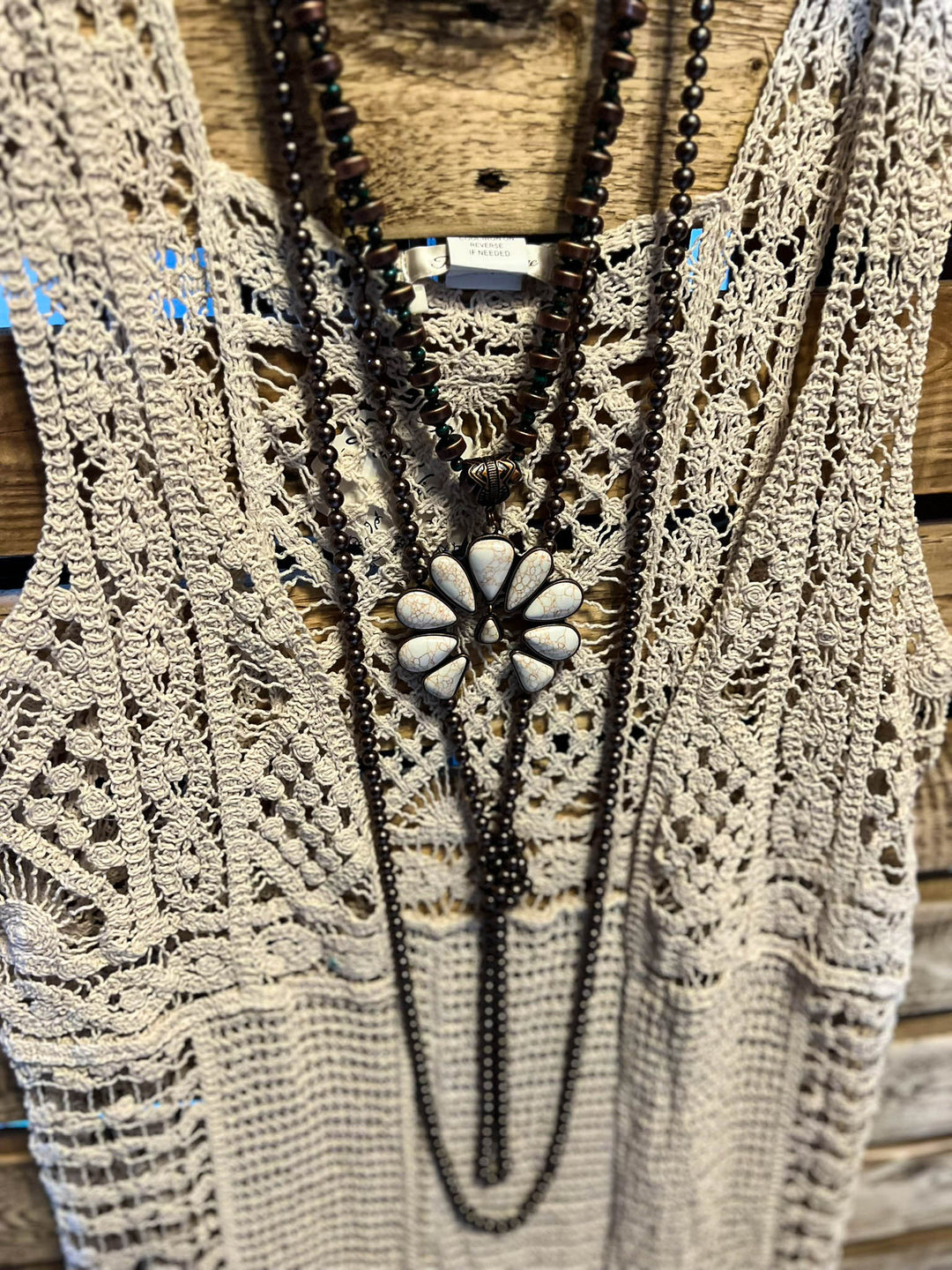 You Inspire My Heart Bohemian Crochet Vest Beige Natural