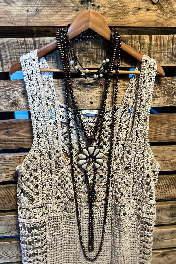 You Inspire My Heart Bohemian Crochet Vest Beige Natural