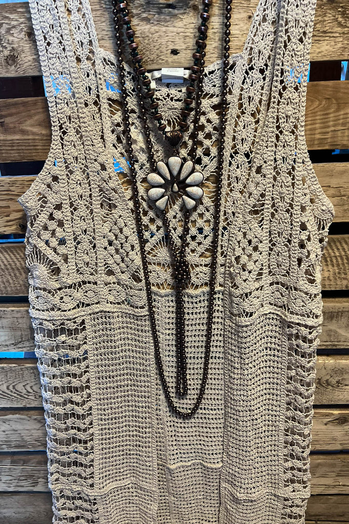 You Inspire My Heart Bohemian Crochet Vest Beige Natural