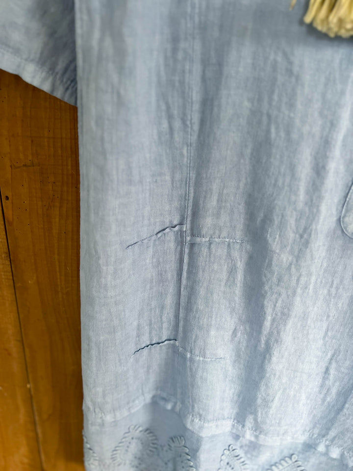 Just That Easy Comfy Style Linen Fabric Long Tunic Dress - Made in Italy