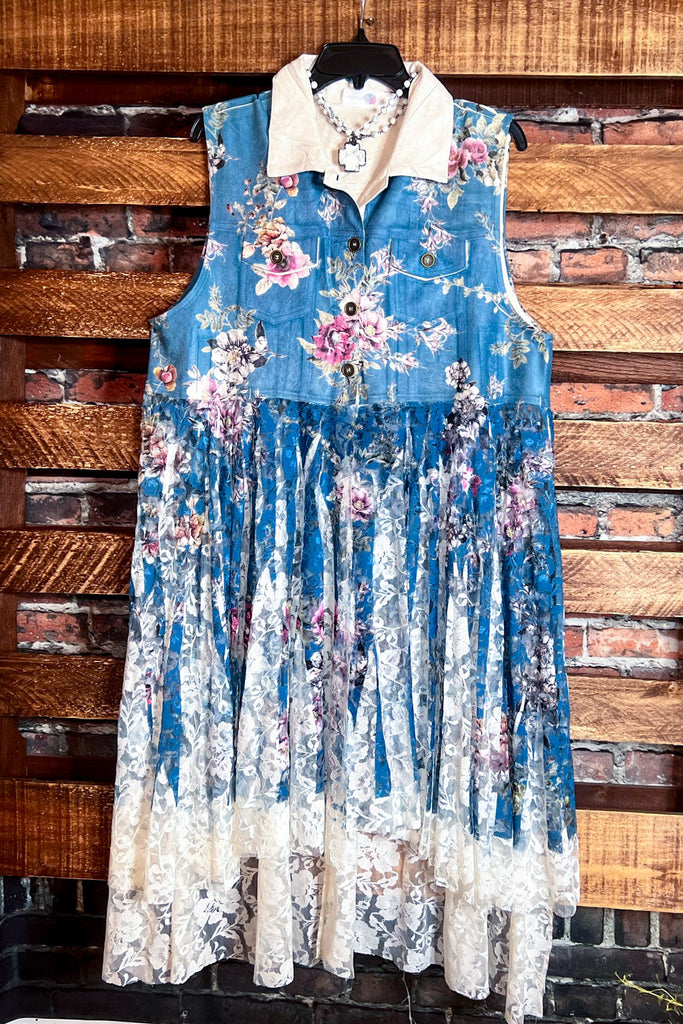 BEAUTY ENCHANTMENT FLORAL SUEDE & LACE  VEST