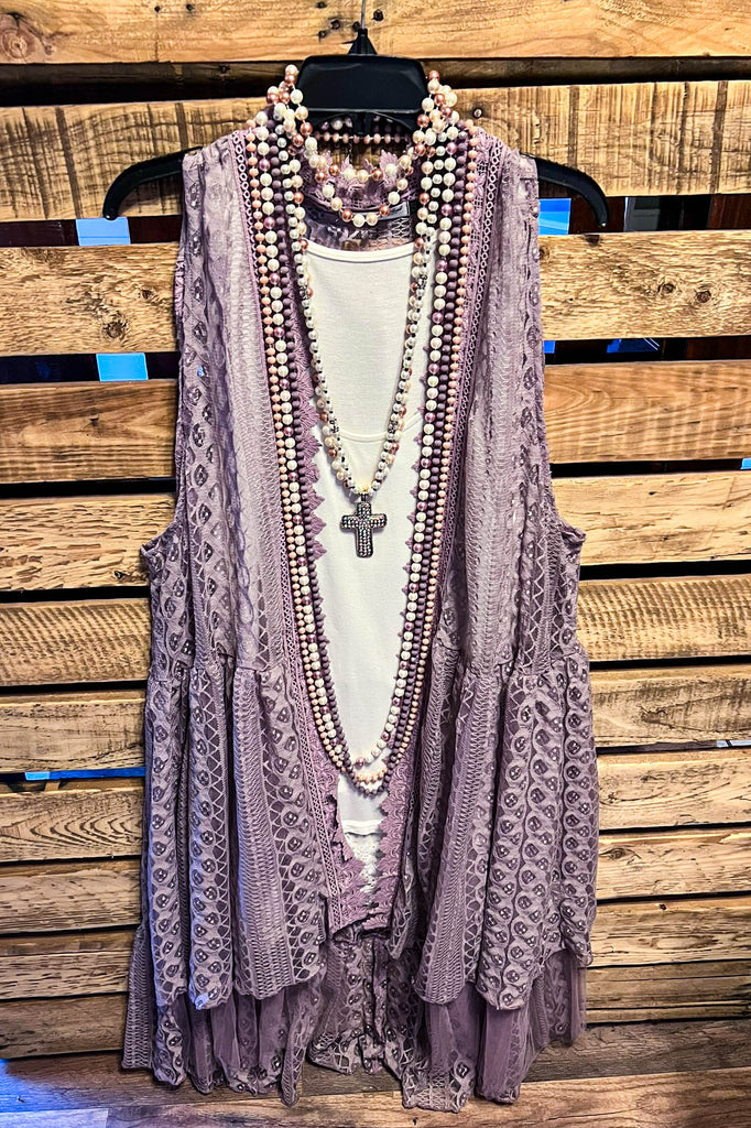 DARLING GRACEFUL WAYS LAVENDER TIMELESS LACE VEST