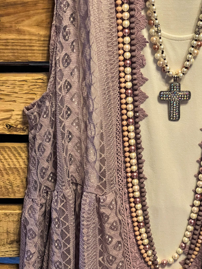 DARLING GRACEFUL WAYS LAVENDER TIMELESS LACE VEST