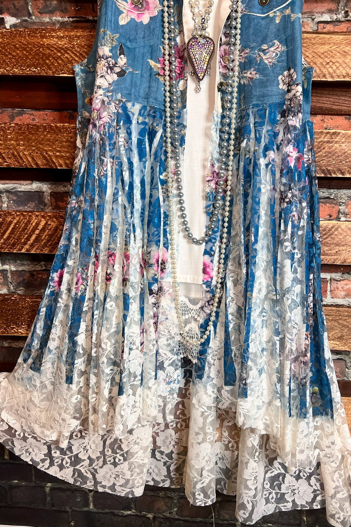 BEAUTY ENCHANTMENT FLORAL SUEDE & LACE  VEST