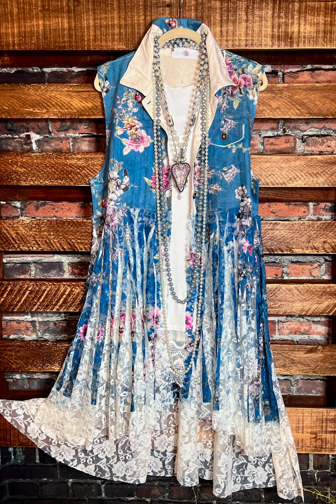 BEAUTY ENCHANTMENT FLORAL SUEDE & LACE  VEST