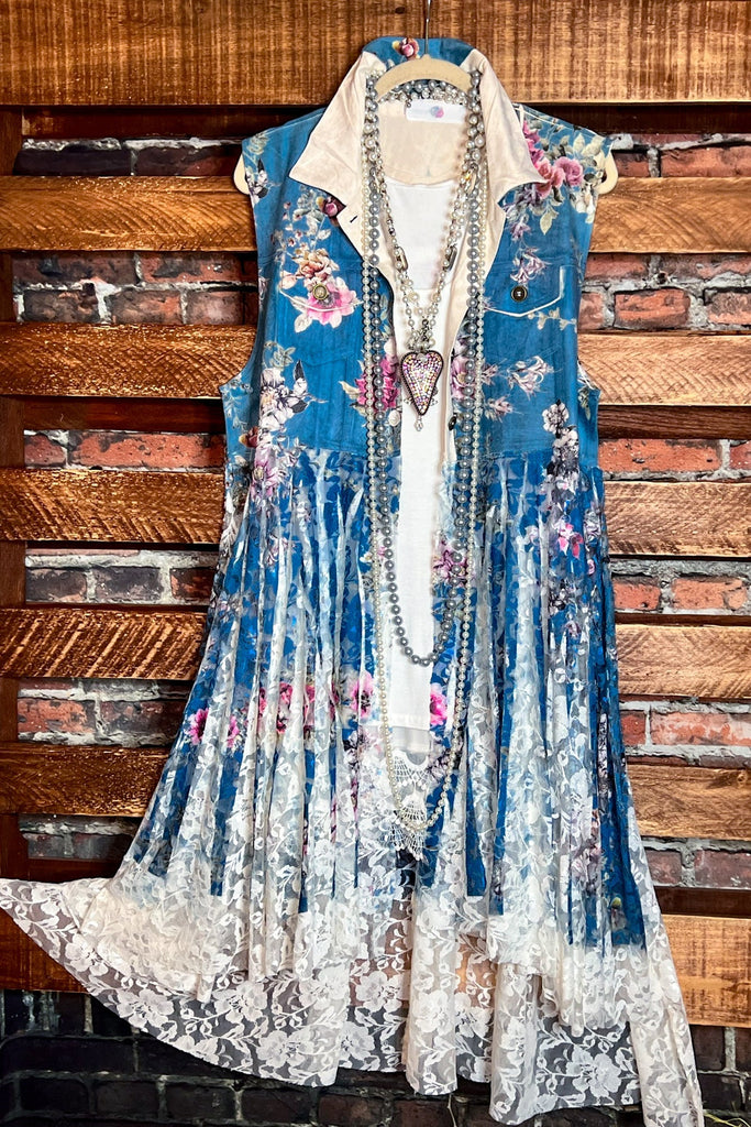 BEAUTY ENCHANTMENT FLORAL SUEDE & LACE  VEST