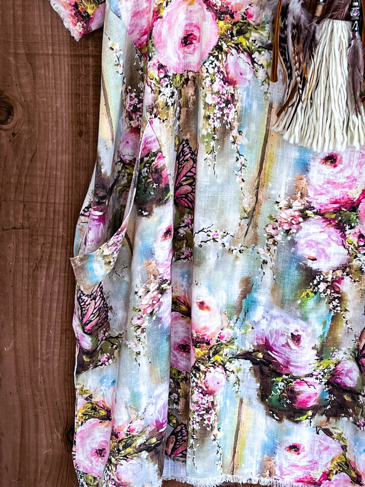 Linen Flora Harmony Vintage Shabby Dress