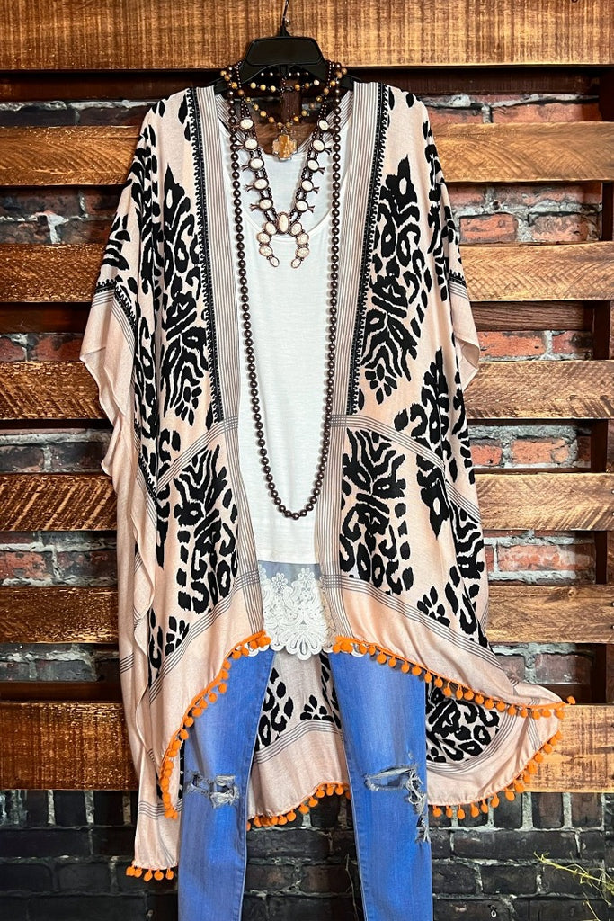 BALI BOHO KIMONO IN BLACK & NATURAL