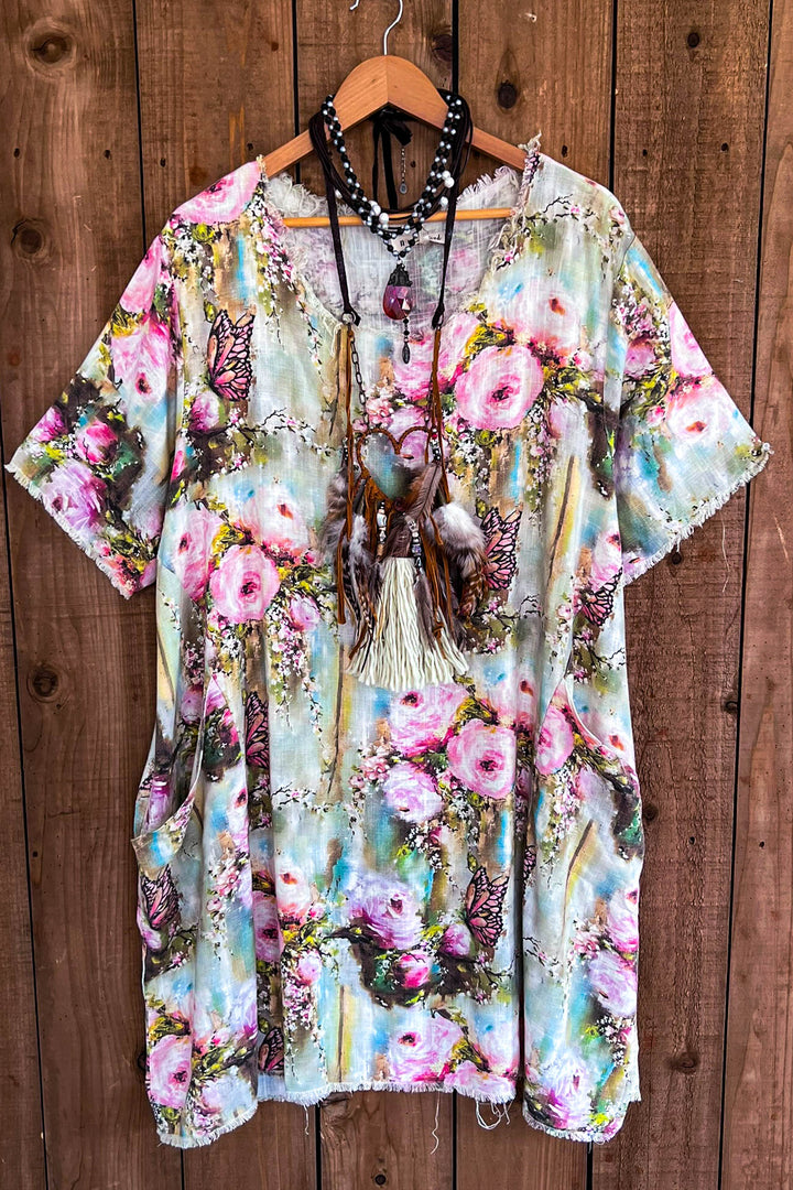 Linen Flora Harmony Vintage Shabby Dress
