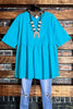 EVERYDAY LIVING 100 % COTTON AQUA BABYDOLL TOP