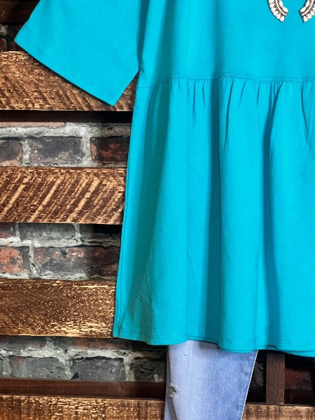 EVERYDAY LIVING 100 % COTTON AQUA BABYDOLL TOP