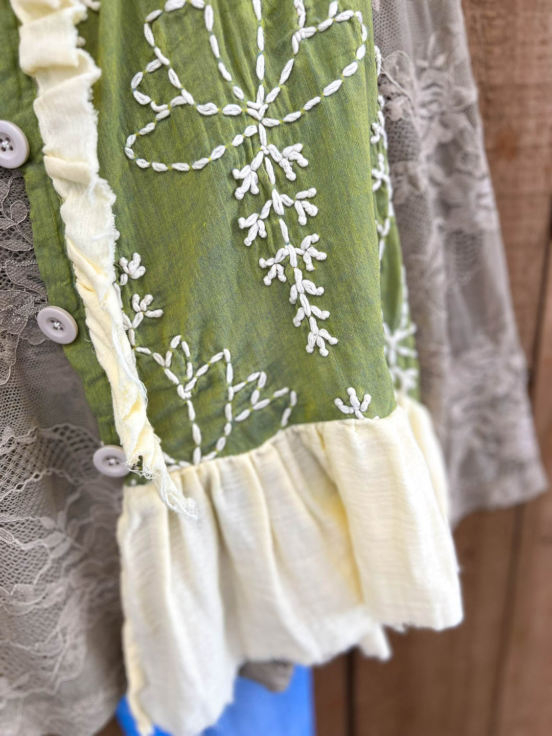 Always in My Dreams Green Embroidery Ruffle Vest