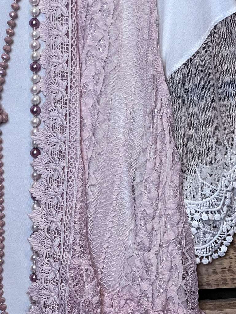 DARLING GRACEFUL WAYS TIMELESS LIGHT PINK LACE VEST