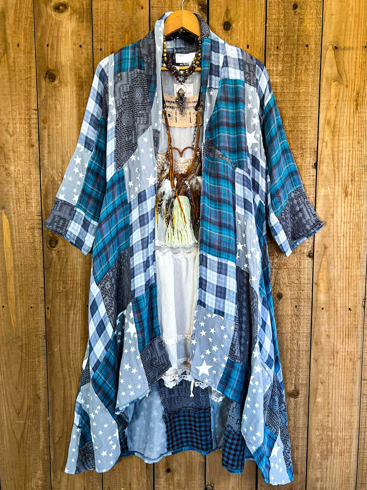 Soft Wander Patchwork Multi-Color Duster Jacket - 100% Gauze Cotton