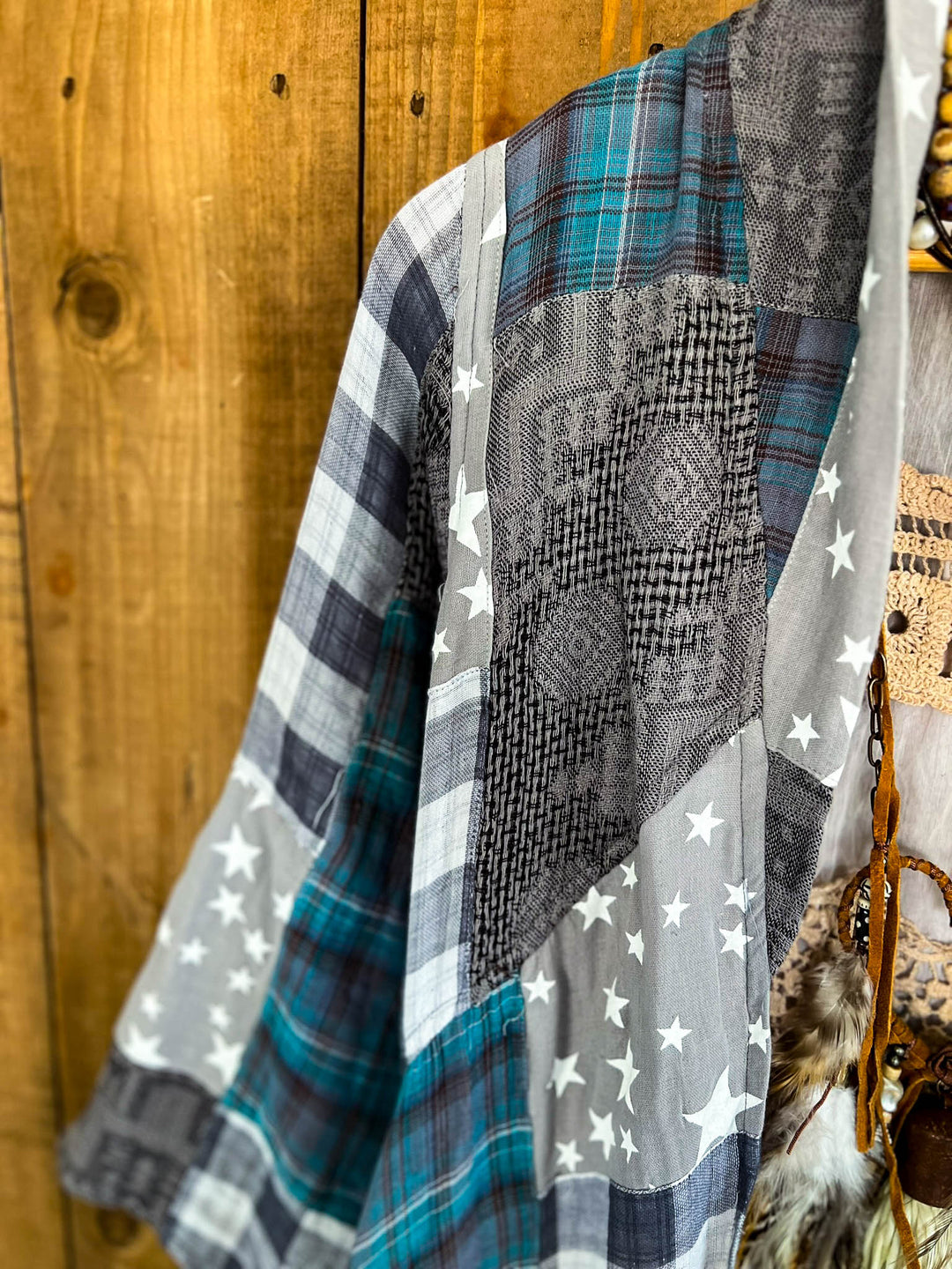 Soft Wander Patchwork Multi-Color Duster Jacket - 100% Gauze Cotton