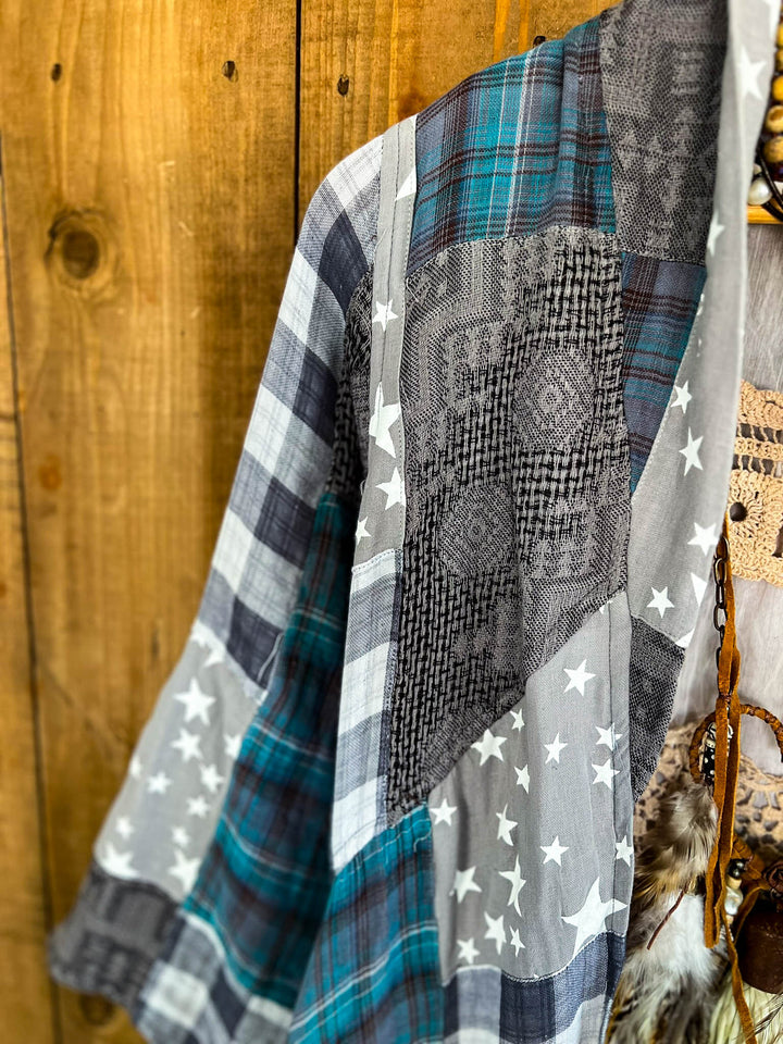 Soft Wander Patchwork Multi-Color Duster Jacket - 100% Gauze Cotton