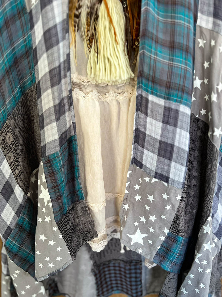 Soft Wander Patchwork Multi-Color Duster Jacket - 100% Gauze Cotton