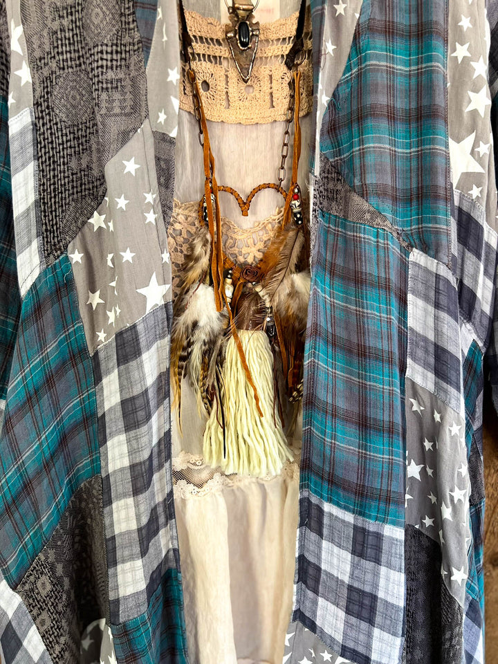 Soft Wander Patchwork Multi-Color Duster Jacket - 100% Gauze Cotton