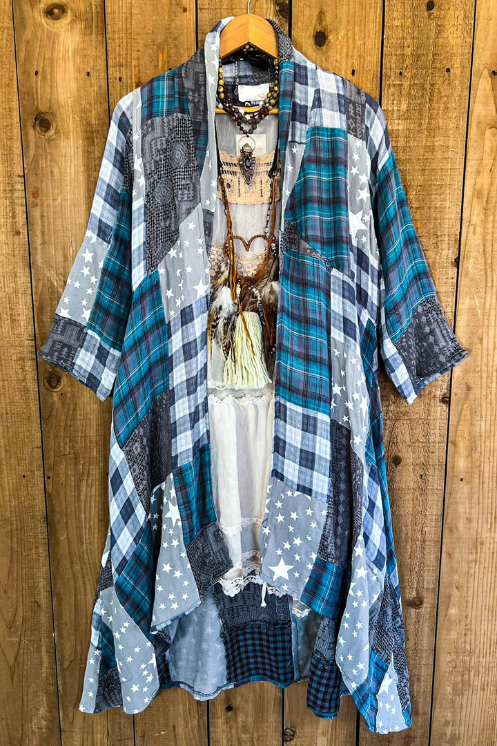 Soft Wander Patchwork Multi-Color Duster Jacket - 100% Gauze Cotton