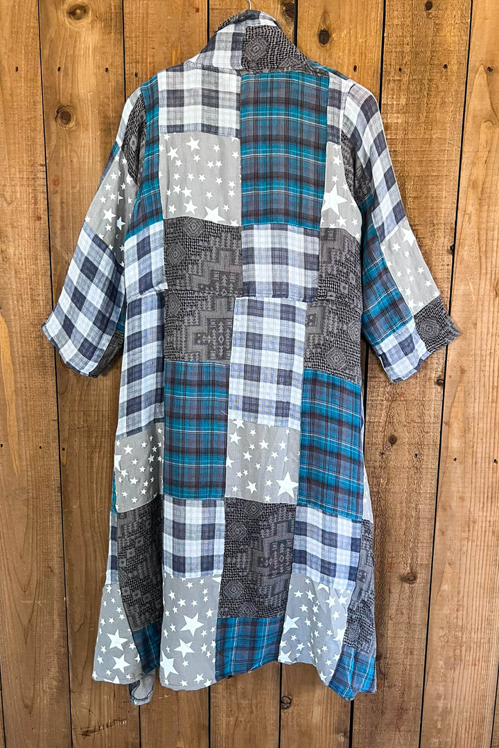 Soft Wander Patchwork Multi-Color Duster Jacket - 100% Gauze Cotton