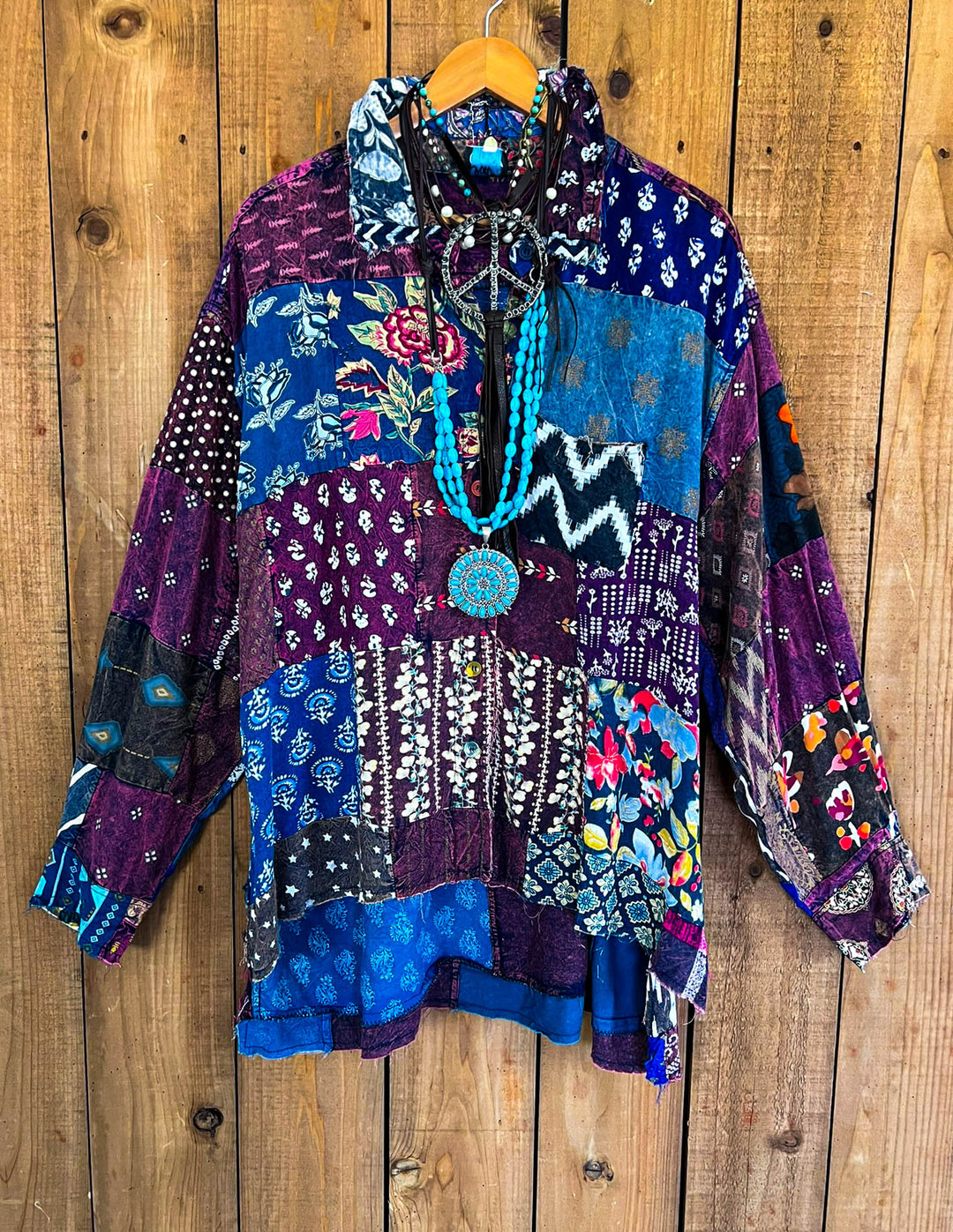 Canyon Mist Patchwork Top Jacket  Multi-Color