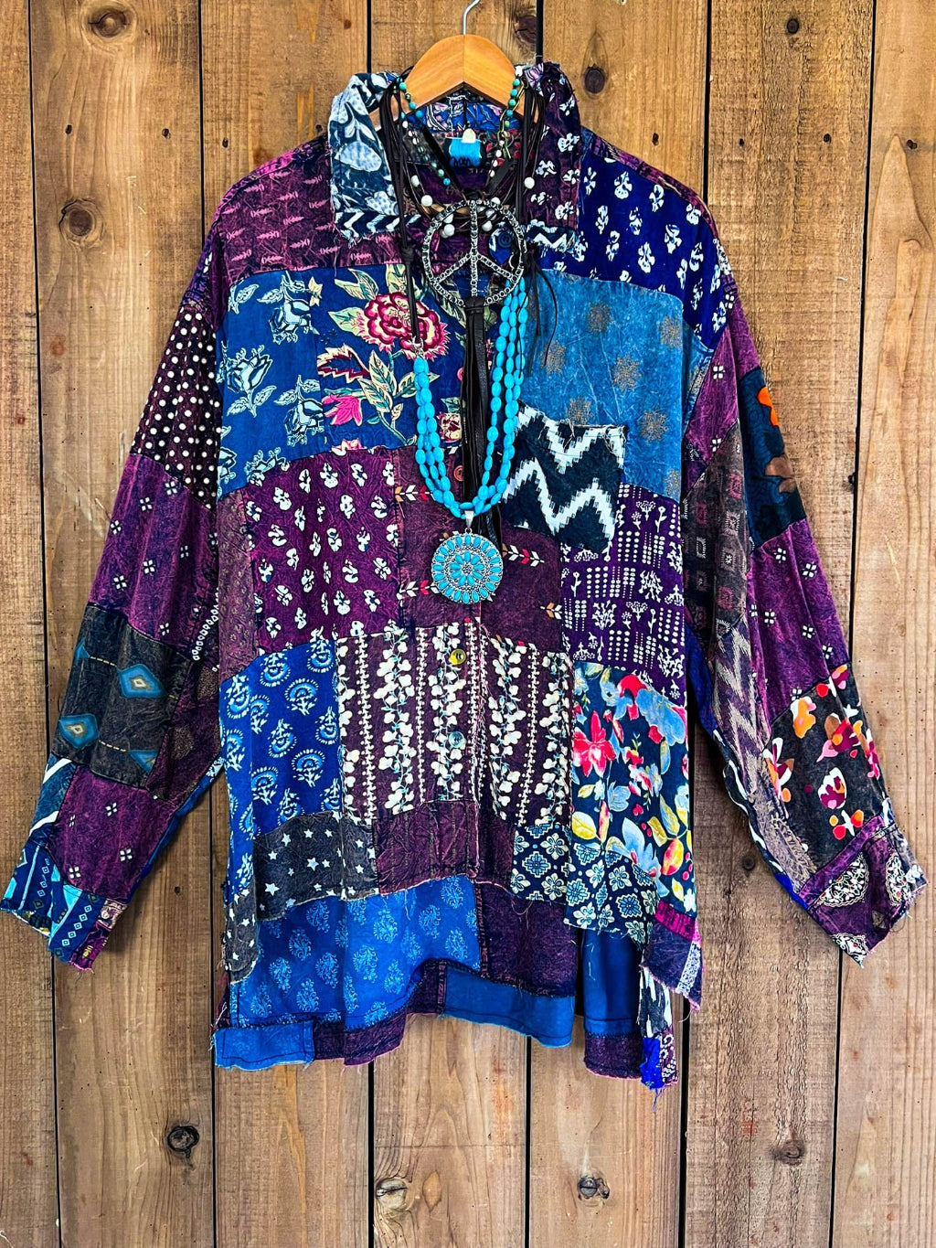Canyon Mist Patchwork Top Jacket  Multi-Color