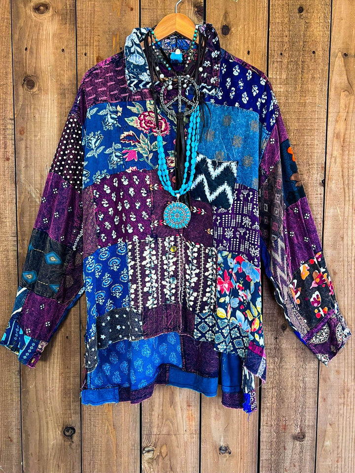 Canyon Mist Patchwork Top Jacket  Multi-Color
