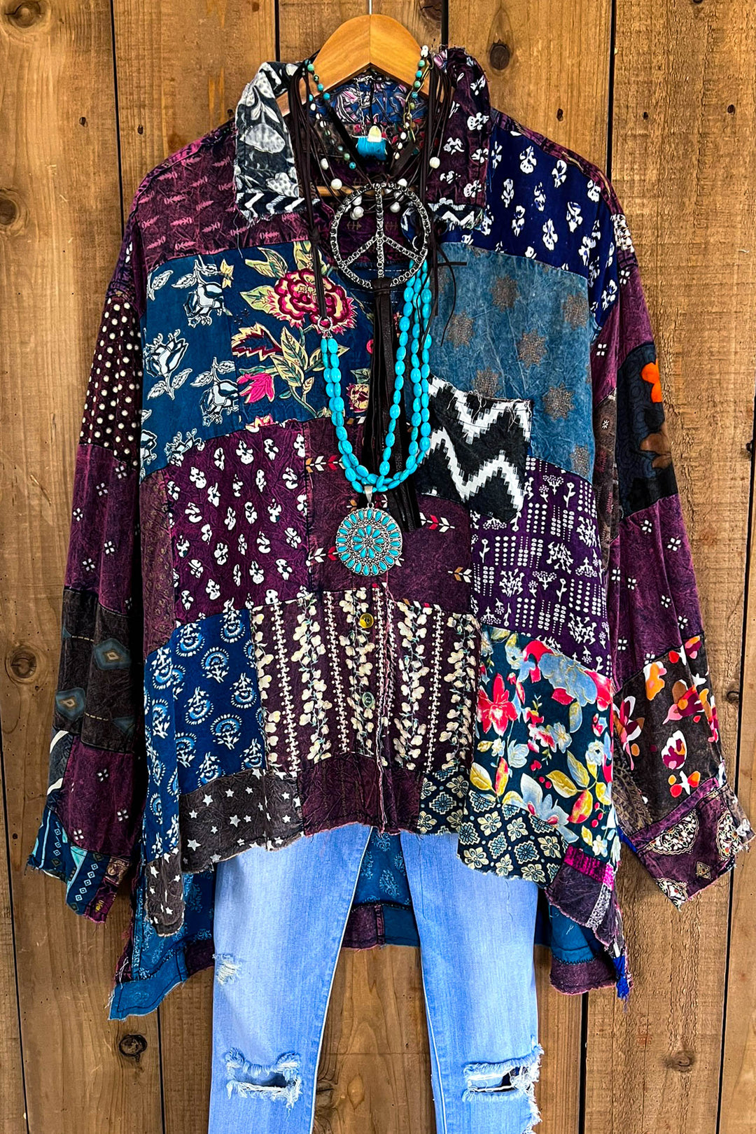 Canyon Mist Patchwork Top Jacket  Multi-Color