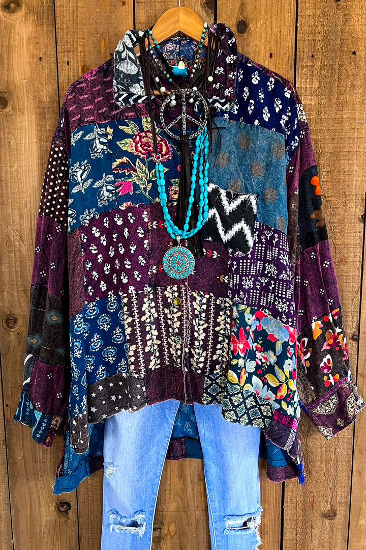 Canyon Mist Patchwork Top Jacket  Multi-Color