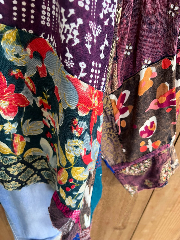 Canyon Mist Patchwork Top Jacket  Multi-Color