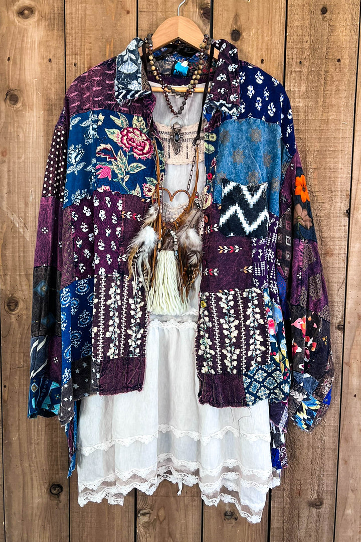 Canyon Mist Patchwork Top Jacket  Multi-Color