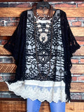 CHARMING AS EVER LACE EMBROIDERED SHEER TOP IN BLACK