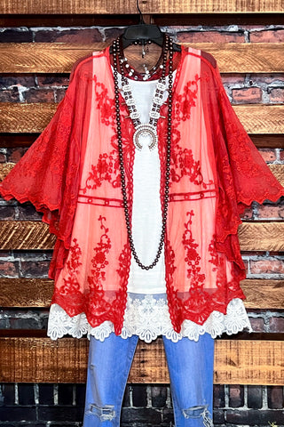 OCEAN OF LOVE PRETTY PRINT KIMONO IN IVORY & RUST----------SALE