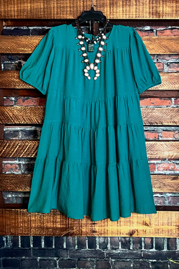 LOVE YOU MORE DRESS PEASANT HUNTER GREEN ---------SALE