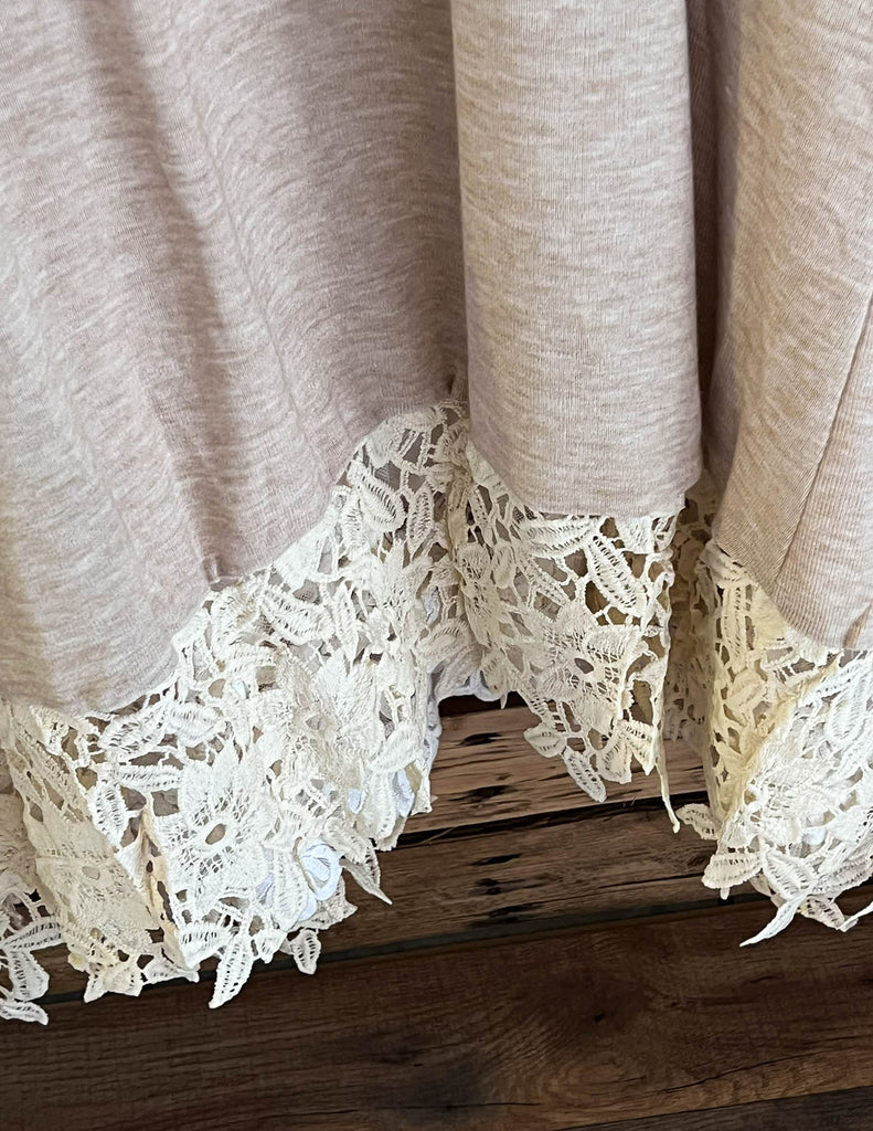 GRACEFUL DARLING  VINTAGE INSPIRED LACE CARDIGAN IN BEIGE