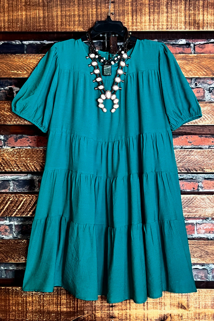 LOVE YOU MORE DRESS PEASANT HUNTER GREEN ---------SALE