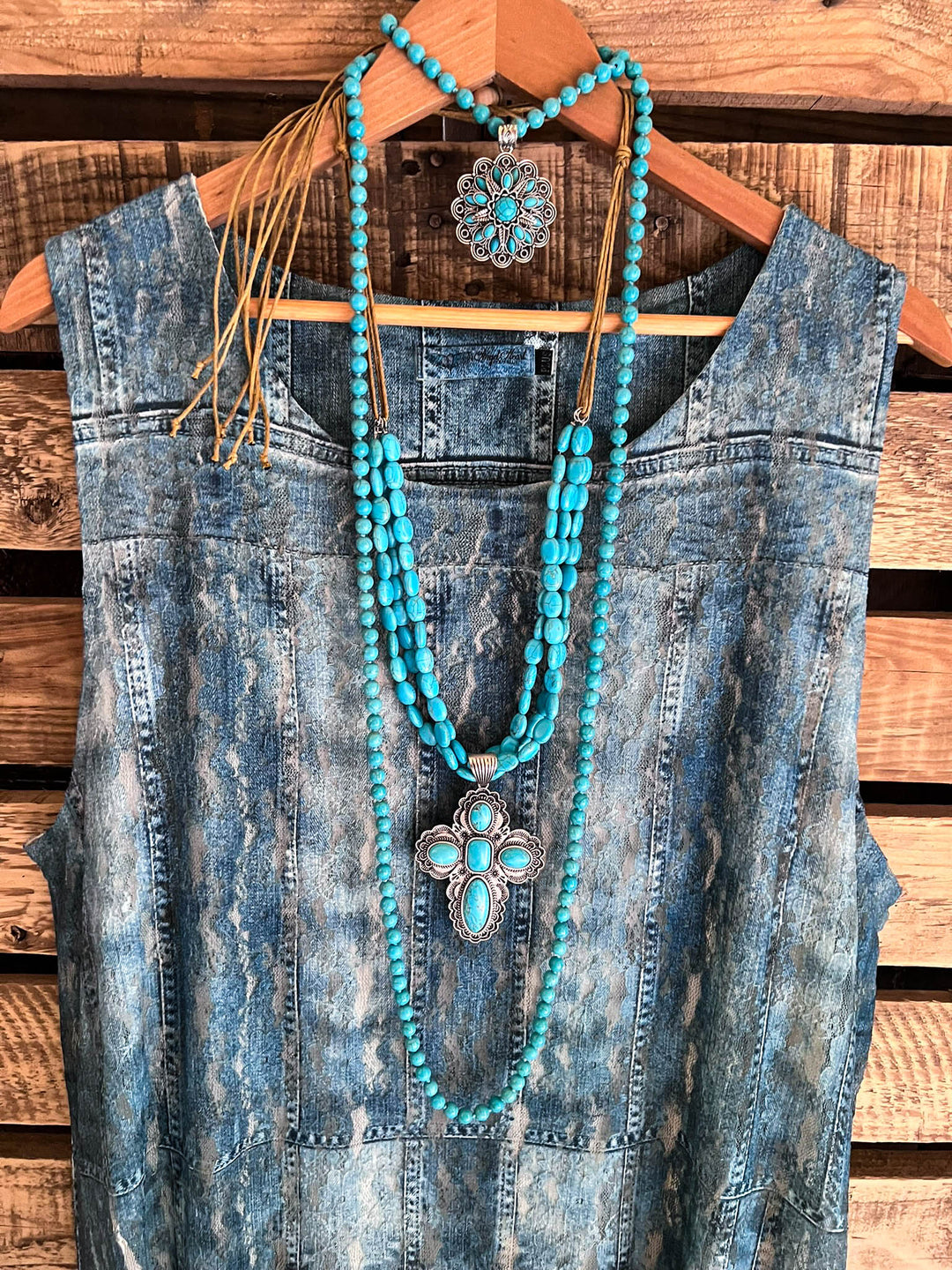 Young At Heart Blue Denim Lace Tunic