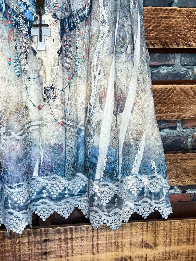 GYPSY WESTERN TOP LAYERING EXTENDER SLIP LACE DRESS