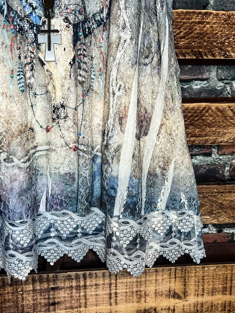 GYPSY WESTERN TOP LAYERING EXTENDER SLIP LACE DRESS