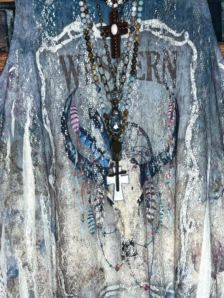 GYPSY WESTERN TOP LAYERING EXTENDER SLIP LACE DRESS