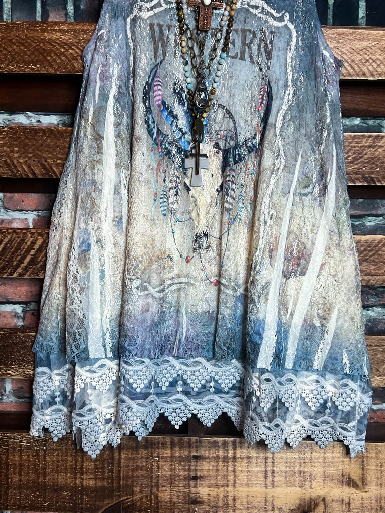 GYPSY WESTERN TOP LAYERING EXTENDER SLIP LACE DRESS
