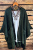 Take It Easy Oversized Cozy Chunky Pocket Ruana Cardigan in Dark Olive